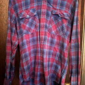Arizona Jean Co. Mens Red and Blue Tartan Plaid Long Sleeve Flannel Shirt Size S